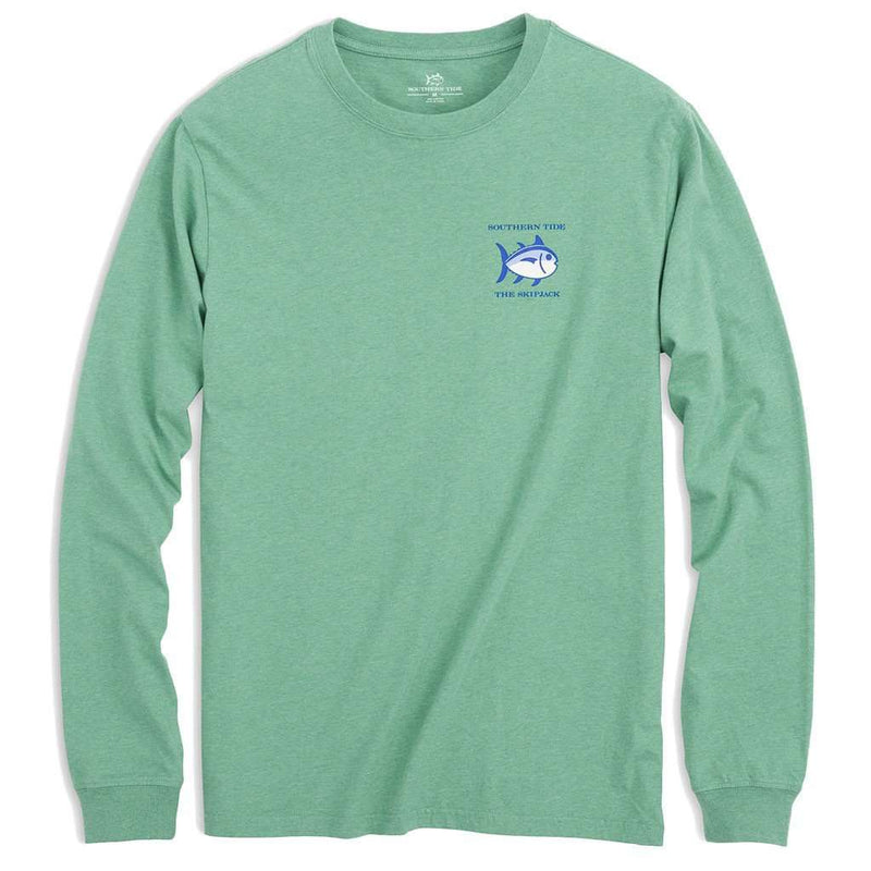 Southern Tide Long Sleeve Heathered Original Skipjack Tee in Pool Green ...