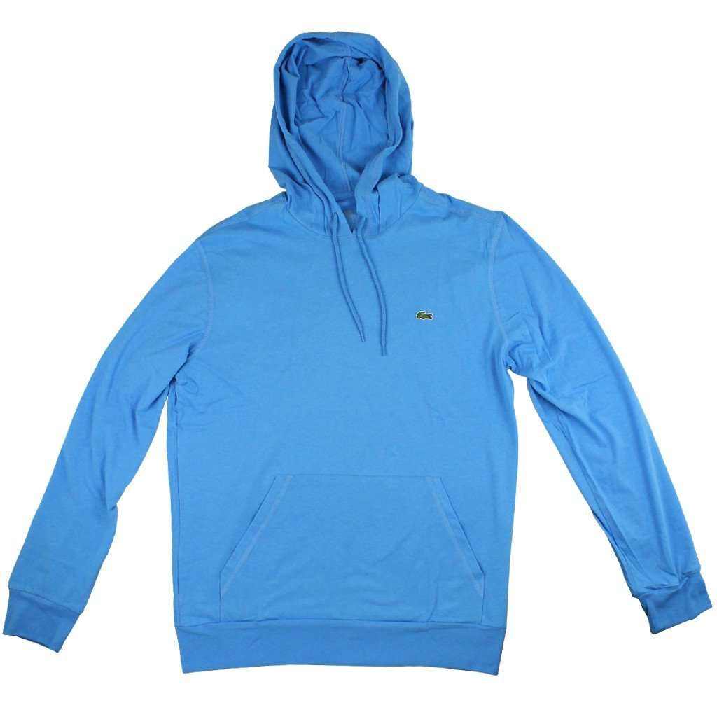 Long Sleeve Jersey Hooded T-Shirt in Blue by Lacoste - Country Club Prep