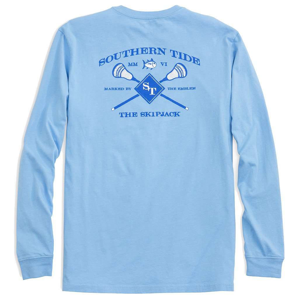 Long Sleeve Lacrosse Tee Shirt in Ocean Channel by Southern Tide - Country Club Prep