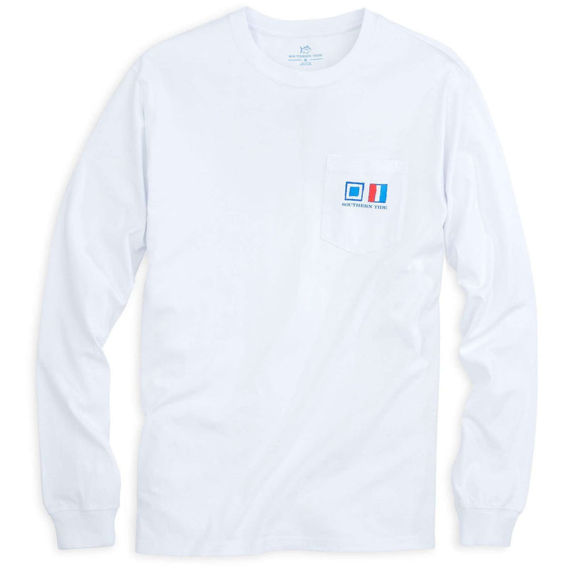 Long Sleeve Nautical Flags Tee Shirt in Classic White by Southern Tide - Country Club Prep