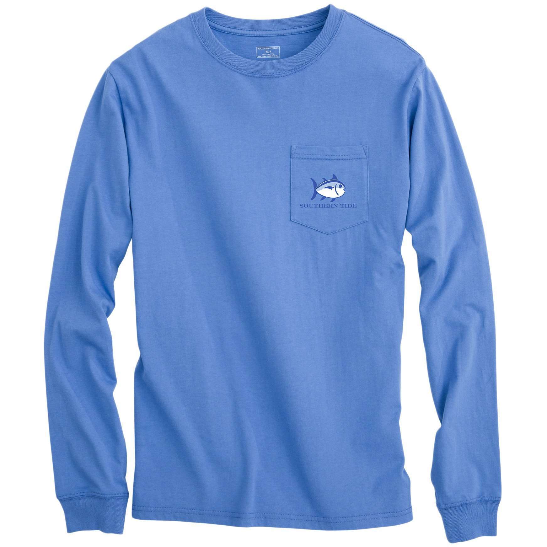 Long Sleeve Nautical Flags Tee Shirt in Cool Water by Southern Tide - Country Club Prep