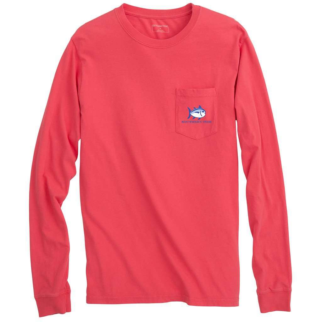 Long Sleeve Nautical Flags Tee Shirt in Fire Red by Southern Tide - Country Club Prep