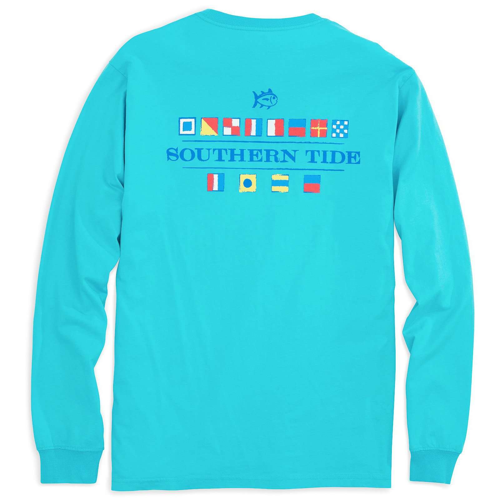 Long Sleeve Nautical Flags Tee Shirt in Scuba Blue by Southern Tide - Country Club Prep