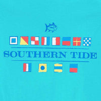 Long Sleeve Nautical Flags Tee Shirt in Scuba Blue by Southern Tide - Country Club Prep