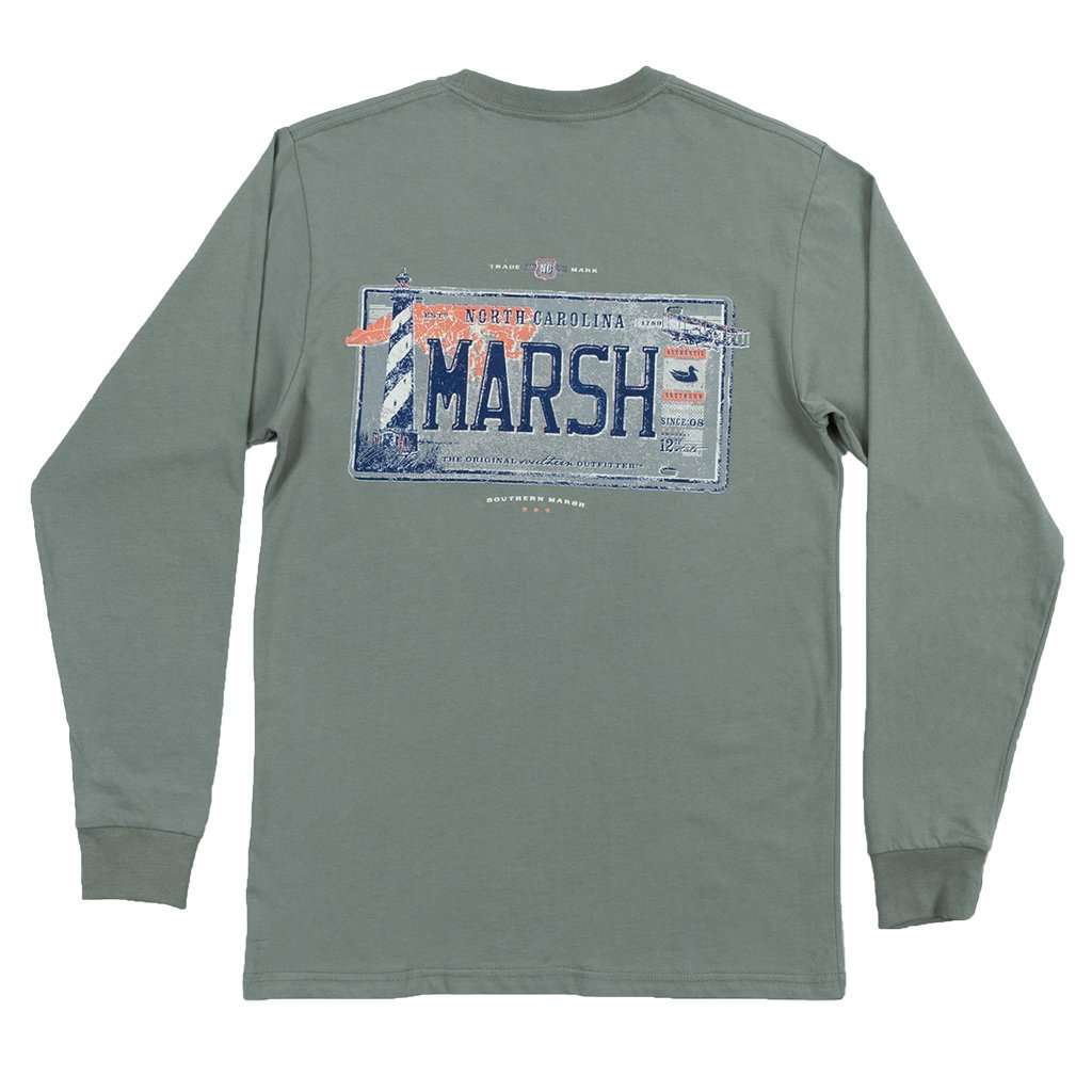 Long Sleeve North Carolina Backroads Collection Tee in Bay Green by Southern Marsh - Country Club Prep