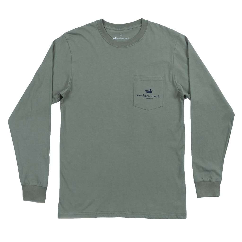 Long Sleeve North Carolina Backroads Collection Tee in Bay Green by Southern Marsh - Country Club Prep