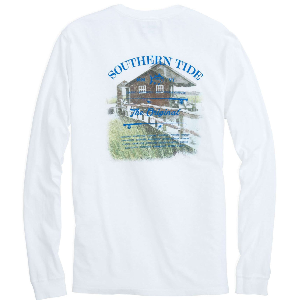 Long Sleeve Original Boathouse Tee in Classic White by Southern Tide - Country Club Prep