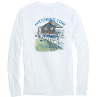 Long Sleeve Original Boathouse Tee in Classic White by Southern Tide - Country Club Prep