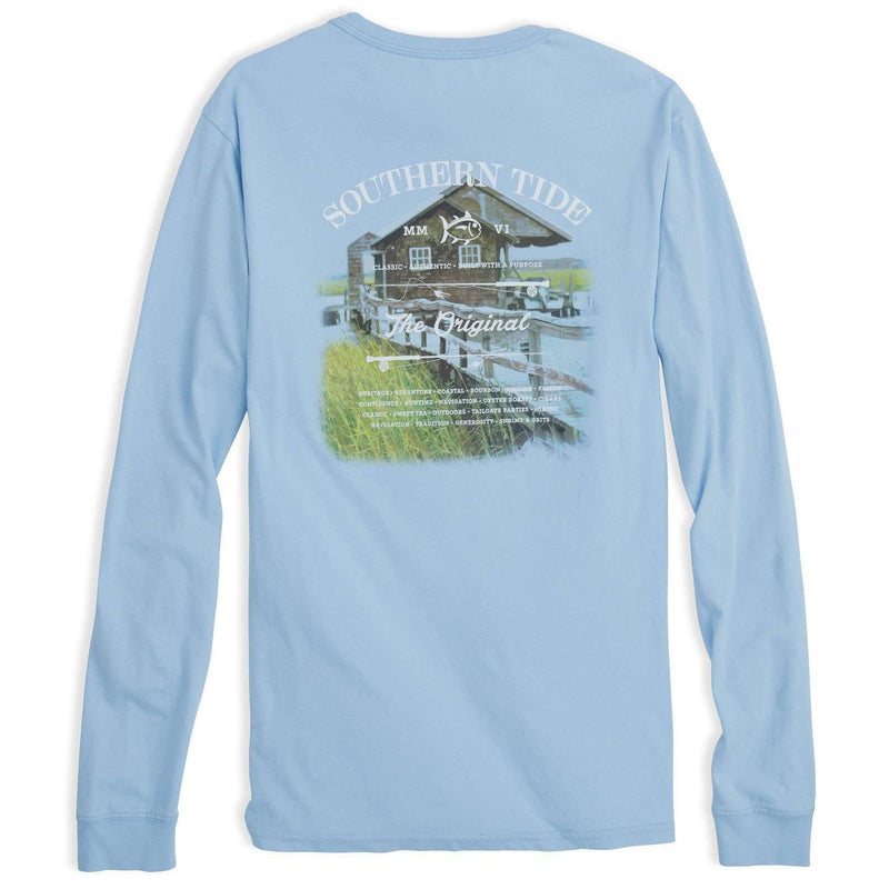 Long Sleeve Original Boathouse Tee in Sky Blue by Southern Tide - Country Club Prep