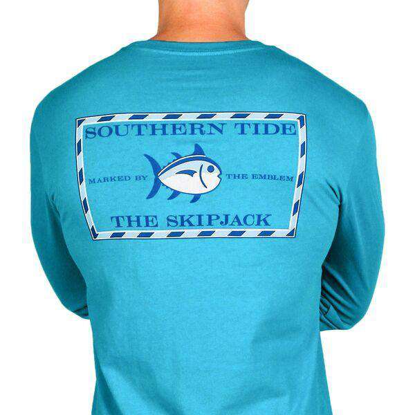 Long Sleeve Original Skipjack Tee in Cool Breeze by Southern Tide - Country Club Prep