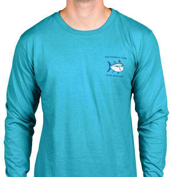 Long Sleeve Original Skipjack Tee in Cool Breeze by Southern Tide - Country Club Prep