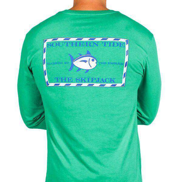 Long Sleeve Original Skipjack Tee in Grass Green by Southern Tide - Country Club Prep