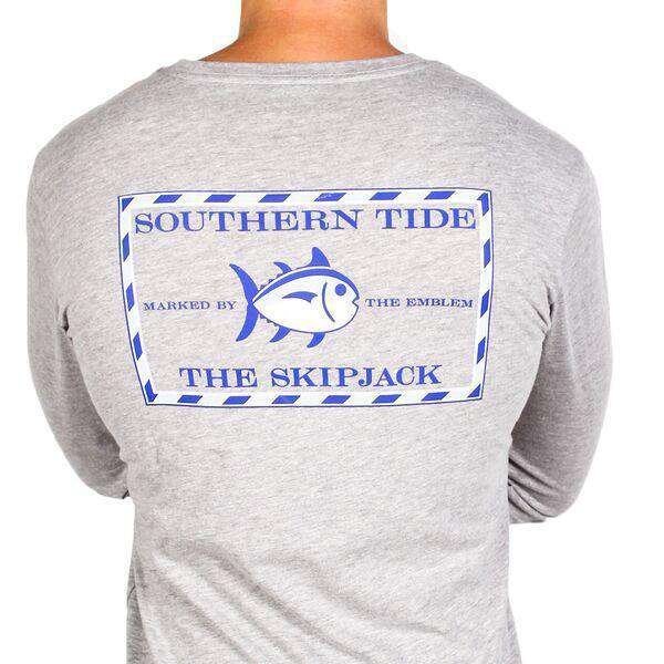 Long Sleeve Original Skipjack Tee in Grey by Southern Tide - Country Club Prep