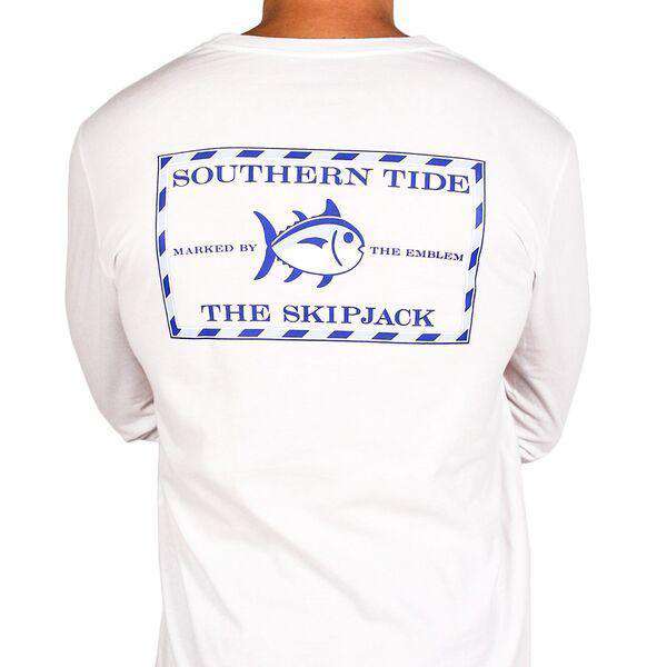 Long Sleeve Original Skipjack Tee in White by Southern Tide - Country Club Prep