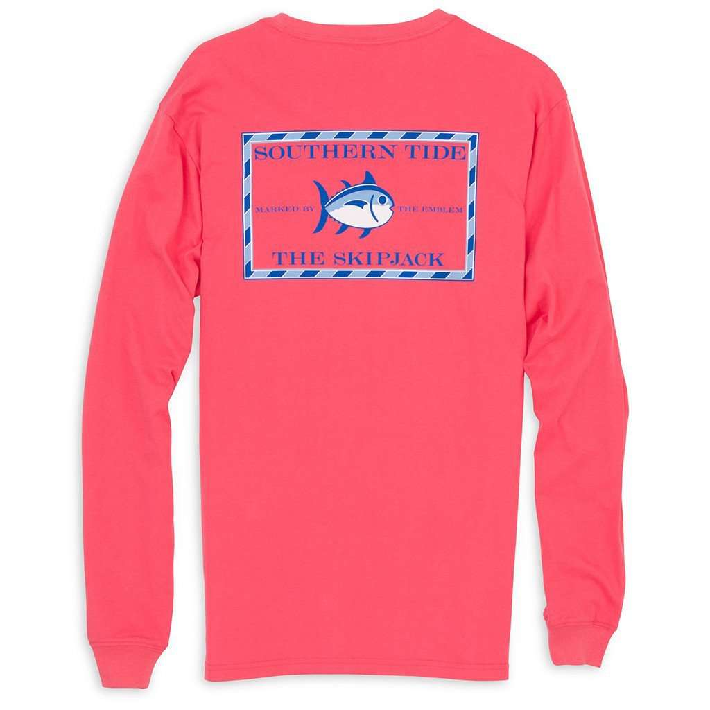 Long Sleeve Original Skipjack Tee Shirt in Ember Glow by Southern Tide - Country Club Prep