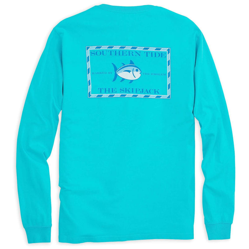 Long Sleeve Original Skipjack Tee Shirt in Turquoise by Southern Tide - Country Club Prep