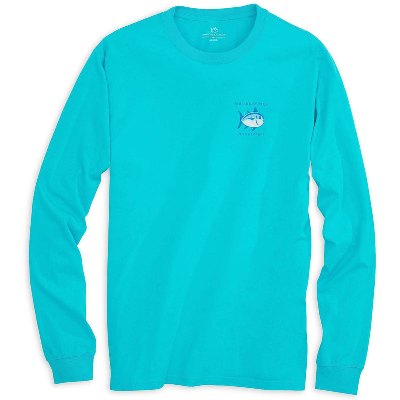 Long Sleeve Original Skipjack Tee Shirt in Turquoise by Southern Tide - Country Club Prep