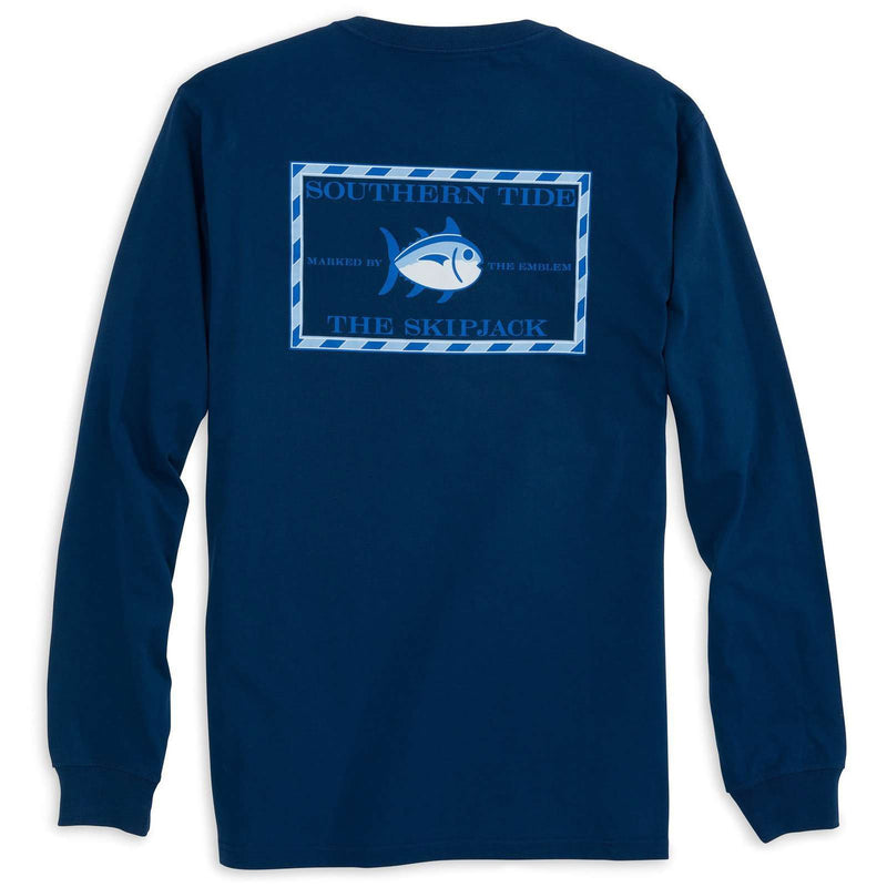 Long Sleeve Original Skipjack Tee Shirt in Yacht Blue by Southern Tide - Country Club Prep