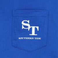 Long Sleeve Outlined Skipjack Tee in Cobalt Blue by Southern Tide - Country Club Prep