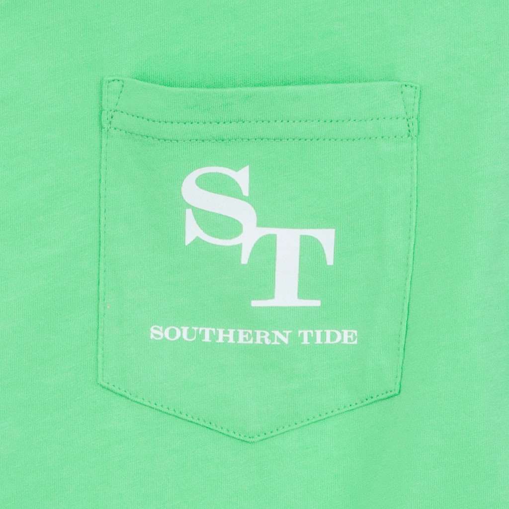 Long Sleeve Outlined Skipjack Tee in Starboard Green by Southern Tide - Country Club Prep