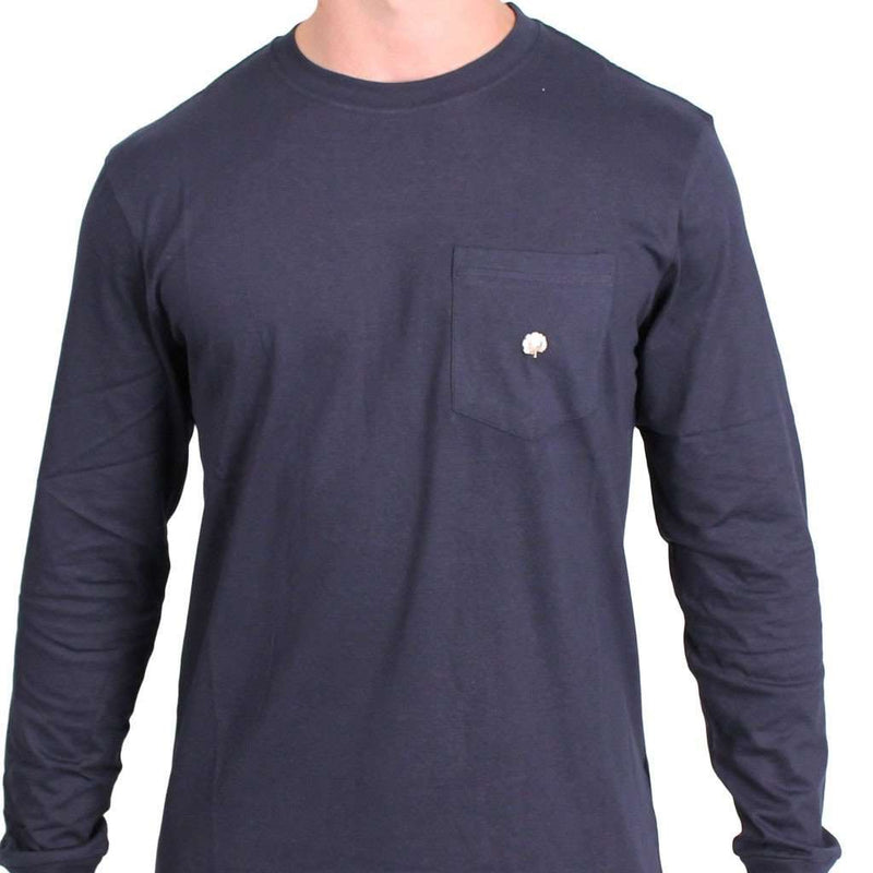 Long Sleeve Pocket Tee in Navy by Cotton Brothers - Country Club Prep