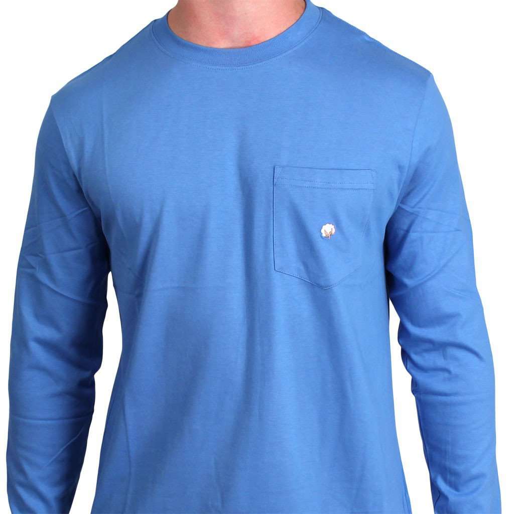 Long Sleeve Pocket Tee in Periwinkle by Cotton Brothers - Country Club Prep