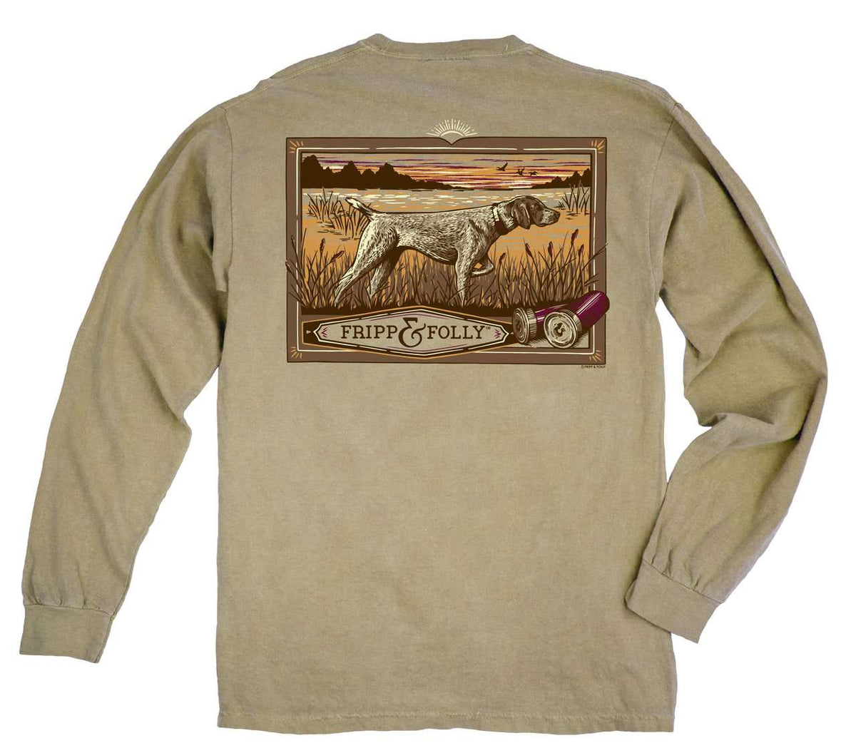 Long Sleeve Pointer Tee in Sandstone by Fripp & Folly - Country Club Prep
