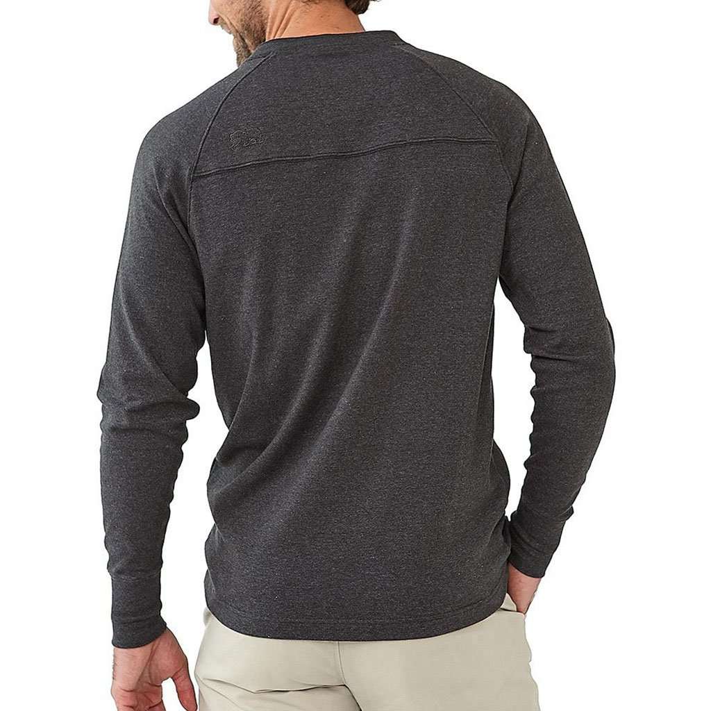 Long Sleeve Puremeso Henley Tee in Charcoal by The Normal Brand - Country Club Prep