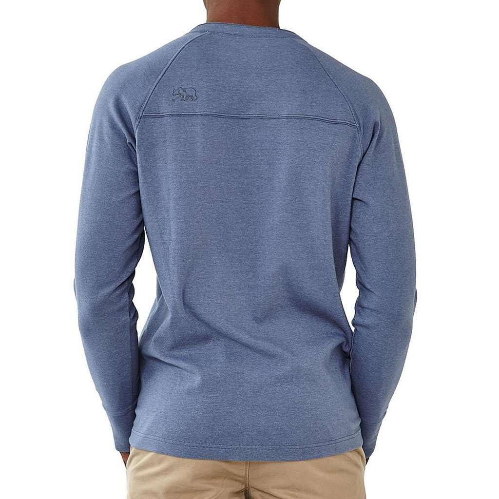 Long Sleeve Puremeso Henley Tee in Indigo by The Normal Brand - Country Club Prep