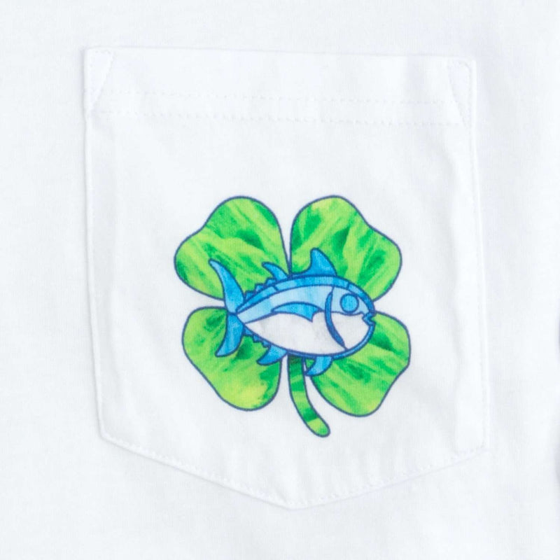 Long Sleeve Skipjack Shamrock Tee Shirt in Classic White by Southern Tide - Country Club Prep