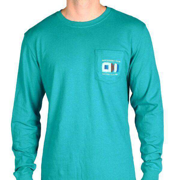 Long Sleeve Skipjack Signal Flag Country Club Prep Pocket Tee in Atlas Green by Southern Tide - Country Club Prep