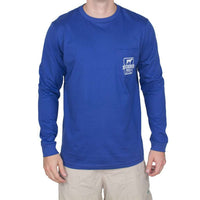 Long Sleeve Tradition Tee Shirt in Blue and Grey by Southern Point Co. - Country Club Prep