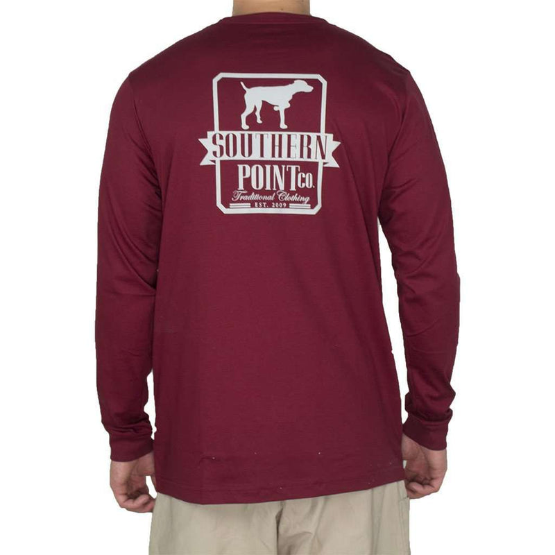 Long Sleeve Tradition Tee Shirt in Maroon and Grey by Southern Point Co - Country Club Prep