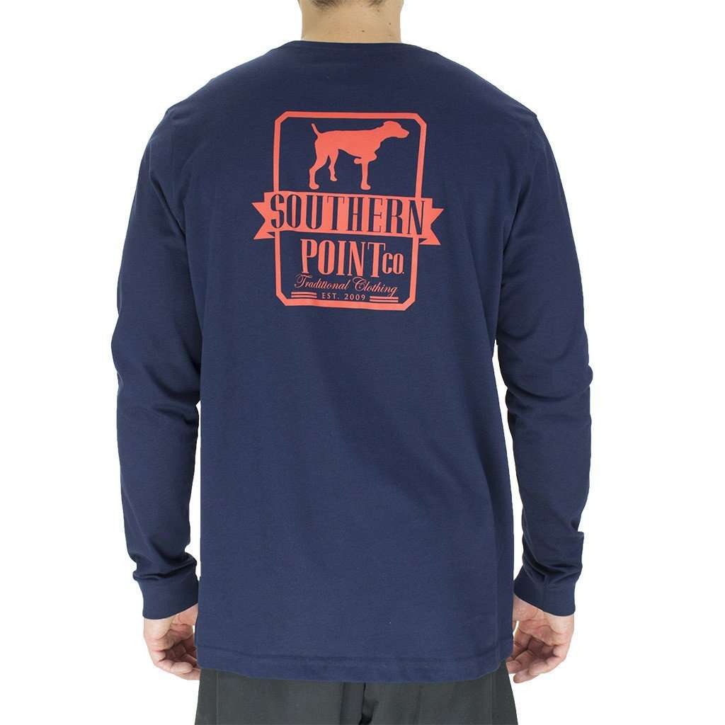 Long Sleeve Tradition Tee Shirt in Navy and Red by Southern Point Co. - Country Club Prep