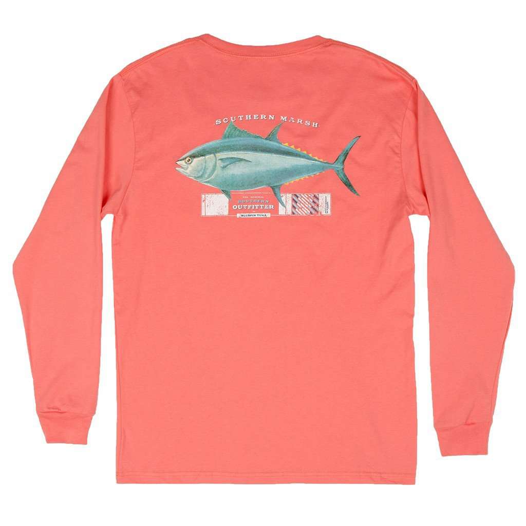 Long Sleeve Tuna Tee in Coral by Southern Marsh - Country Club Prep