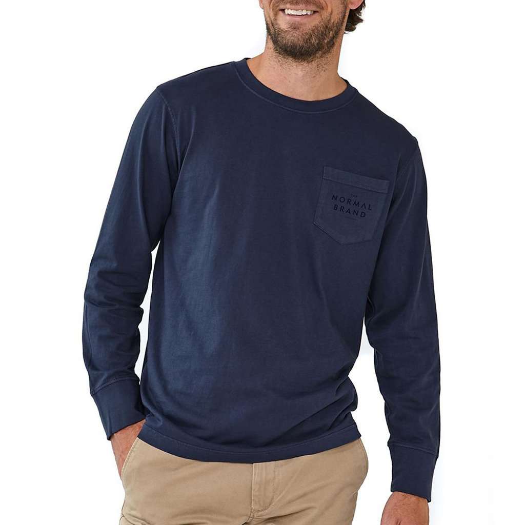 Long Sleeve Vintage Bear T in Navy by The Normal Brand - Country Club Prep