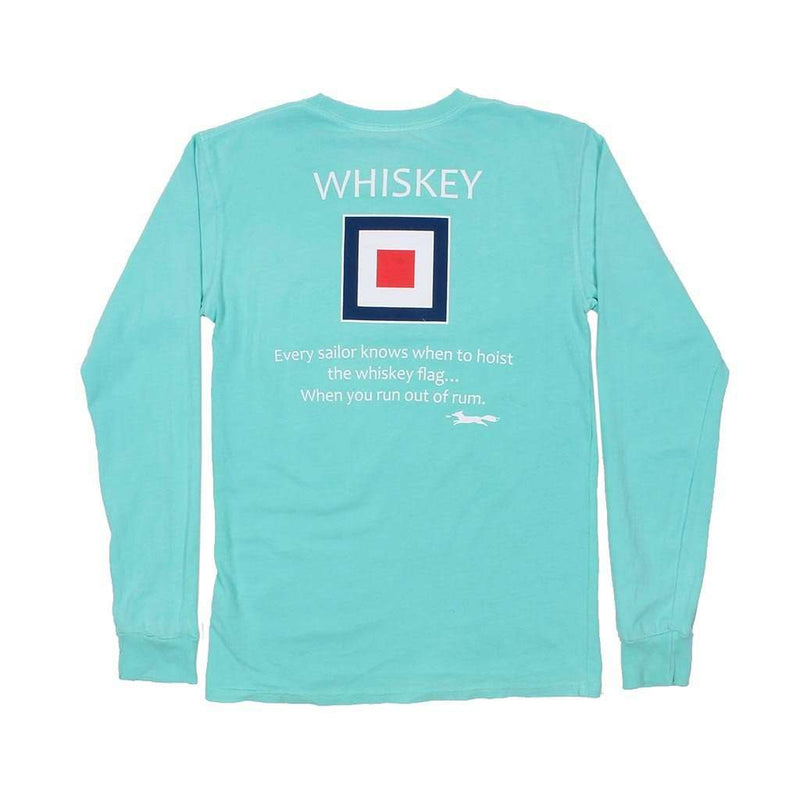 Long Sleeve Whiskey Flag Tee in Chalky Mint by Country Club Prep - Country Club Prep