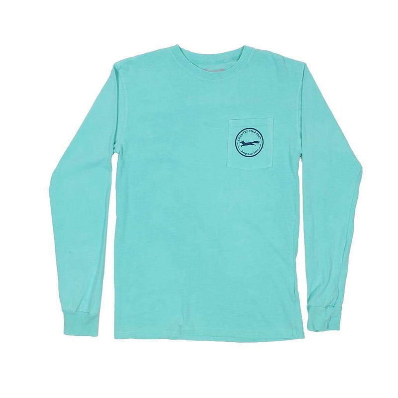 Long Sleeve Whiskey Flag Tee in Chalky Mint by Country Club Prep - Country Club Prep