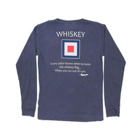 Long Sleeve Whiskey Flag Tee in Navy by Country Club Prep - Country Club Prep