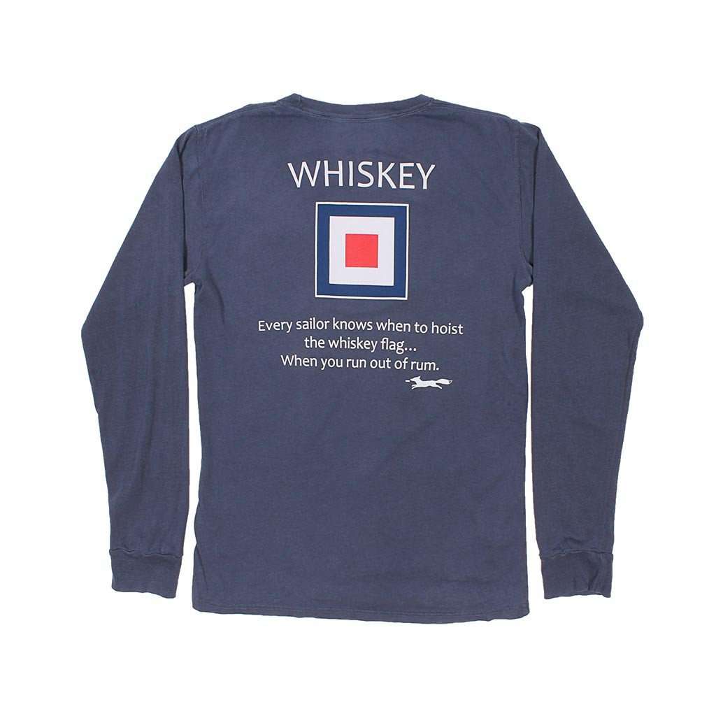 Long Sleeve Whiskey Flag Tee in Navy by Country Club Prep - Country Club Prep