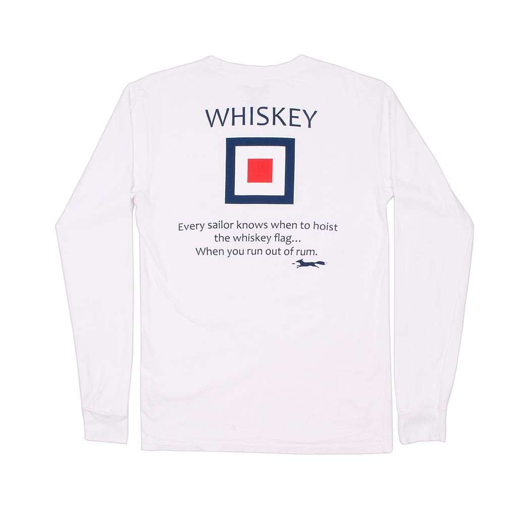 Long Sleeve Whiskey Flag Tee in White by Country Club Prep - Country Club Prep