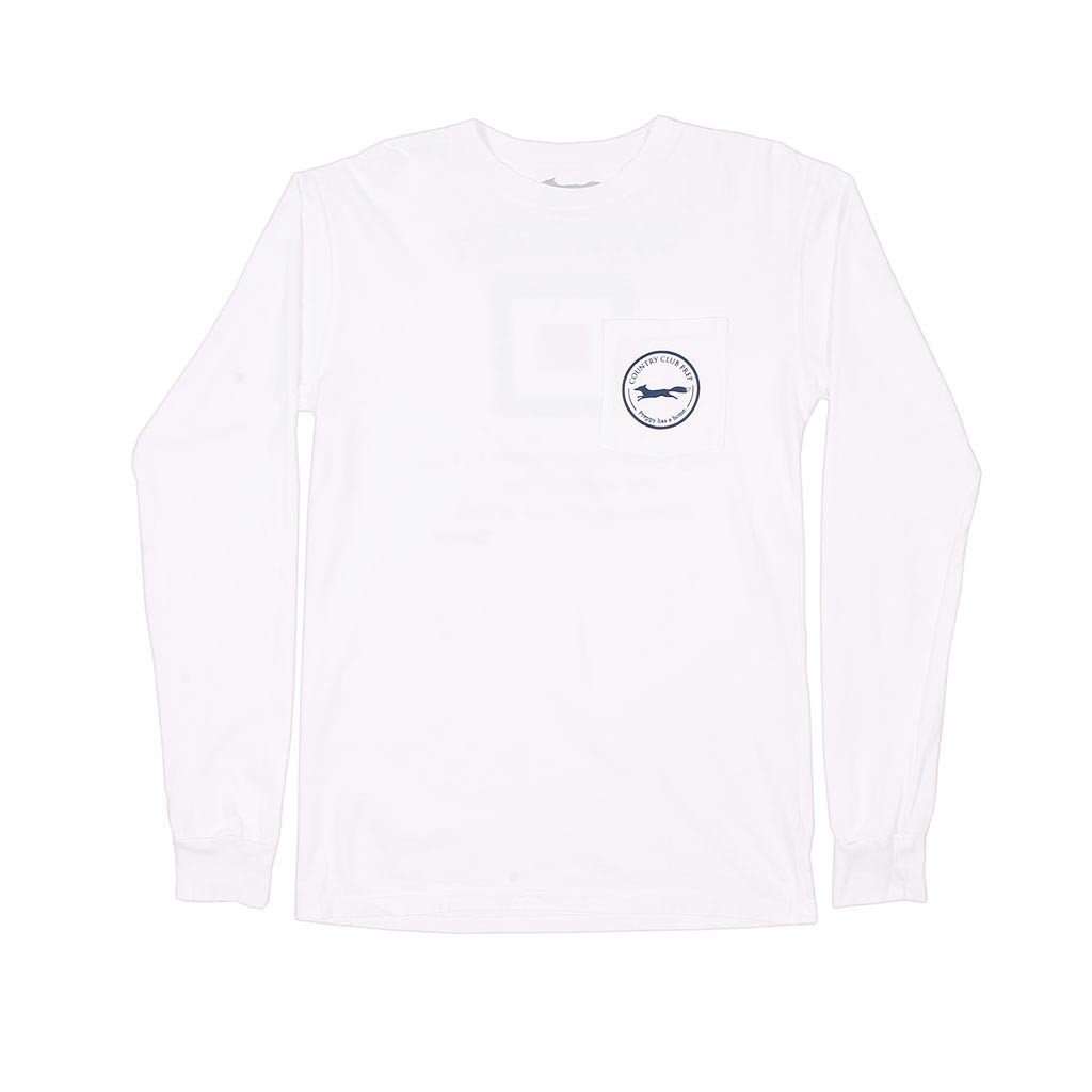 Country Club Prep Long Sleeve Whiskey Flag Tee in White