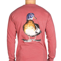 Long Sleeve Wood Duck Pocket Tee in Crimson by WM Lamb & Son - Country Club Prep