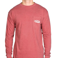 Long Sleeve Wood Duck Pocket Tee in Crimson by WM Lamb & Son - Country Club Prep