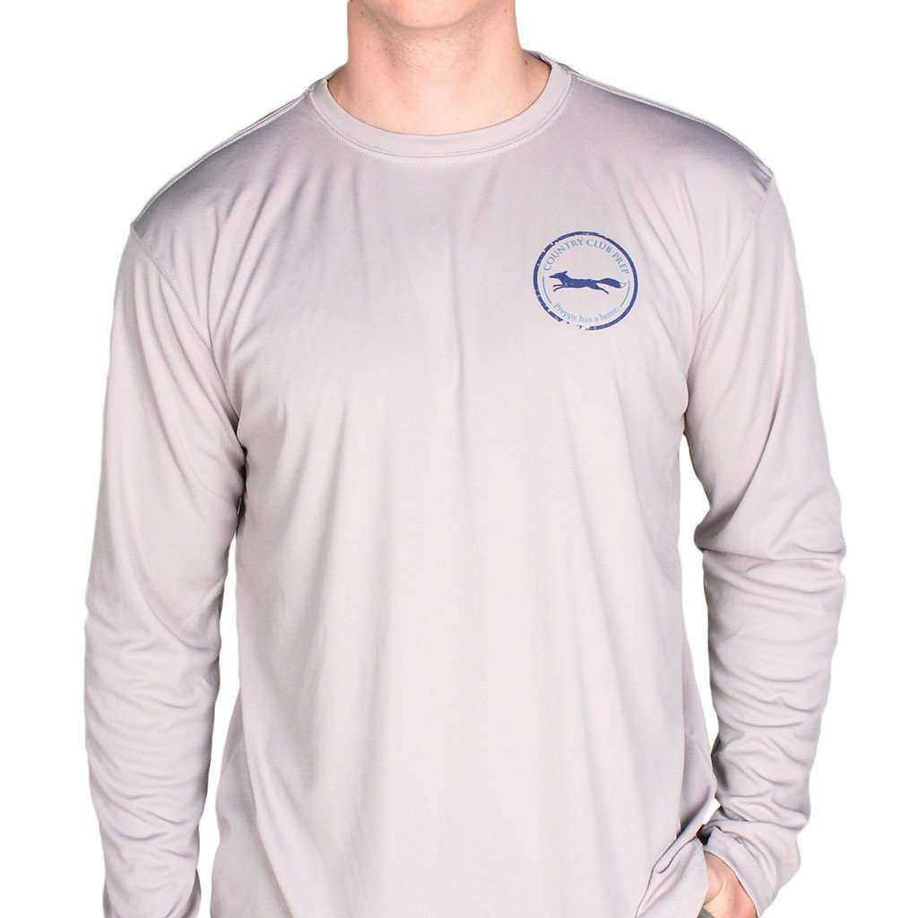 Longshanks Long Sleeve Performance Tee in Grey by Country Club Prep - Country Club Prep