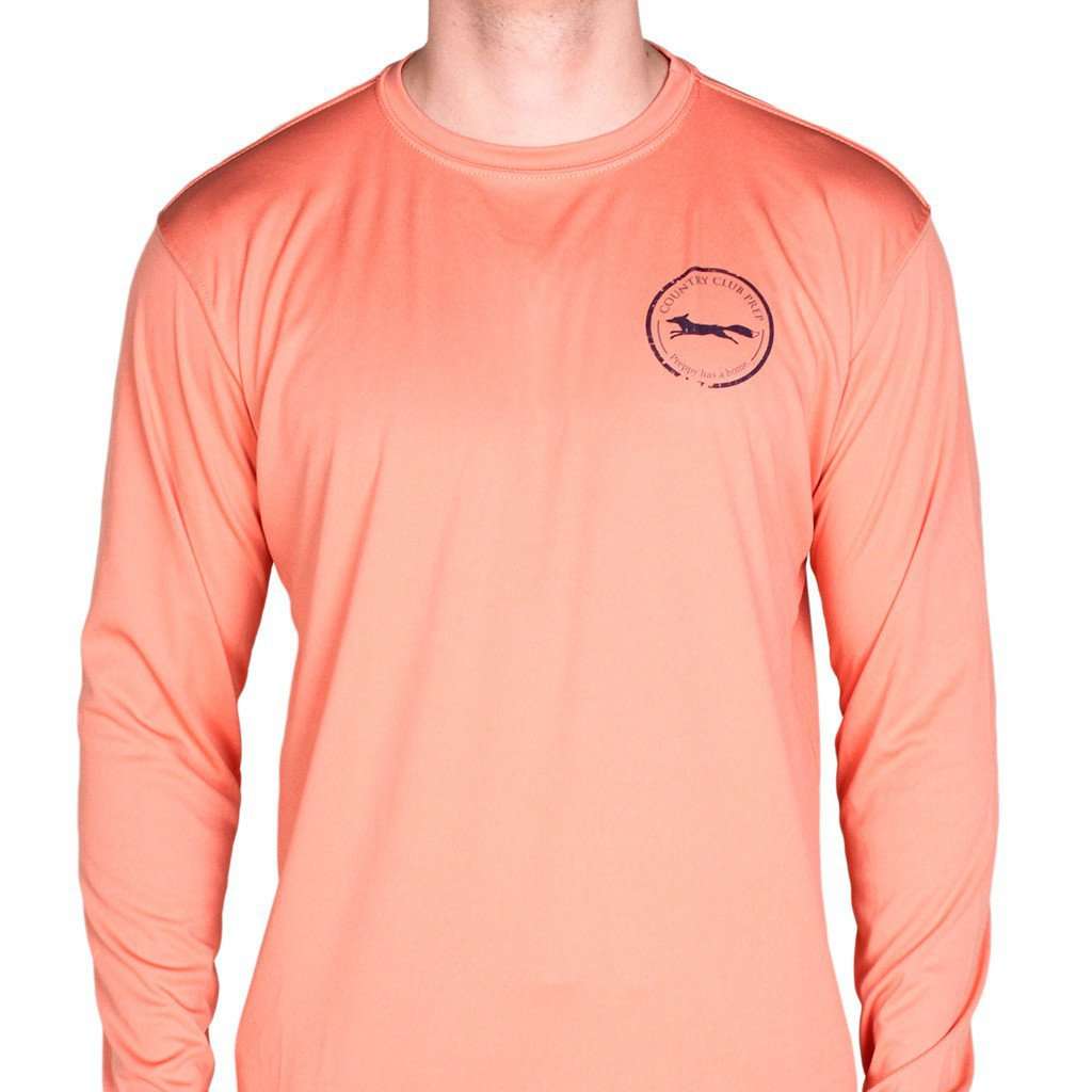 Longshanks Long Sleeve Performance Tee in Orange by Country Club Prep - Country Club Prep