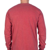 Longshanks Sewn Patch Long Sleeve Pocket Tee Shirt in Crimson by Country Club Prep - Country Club Prep