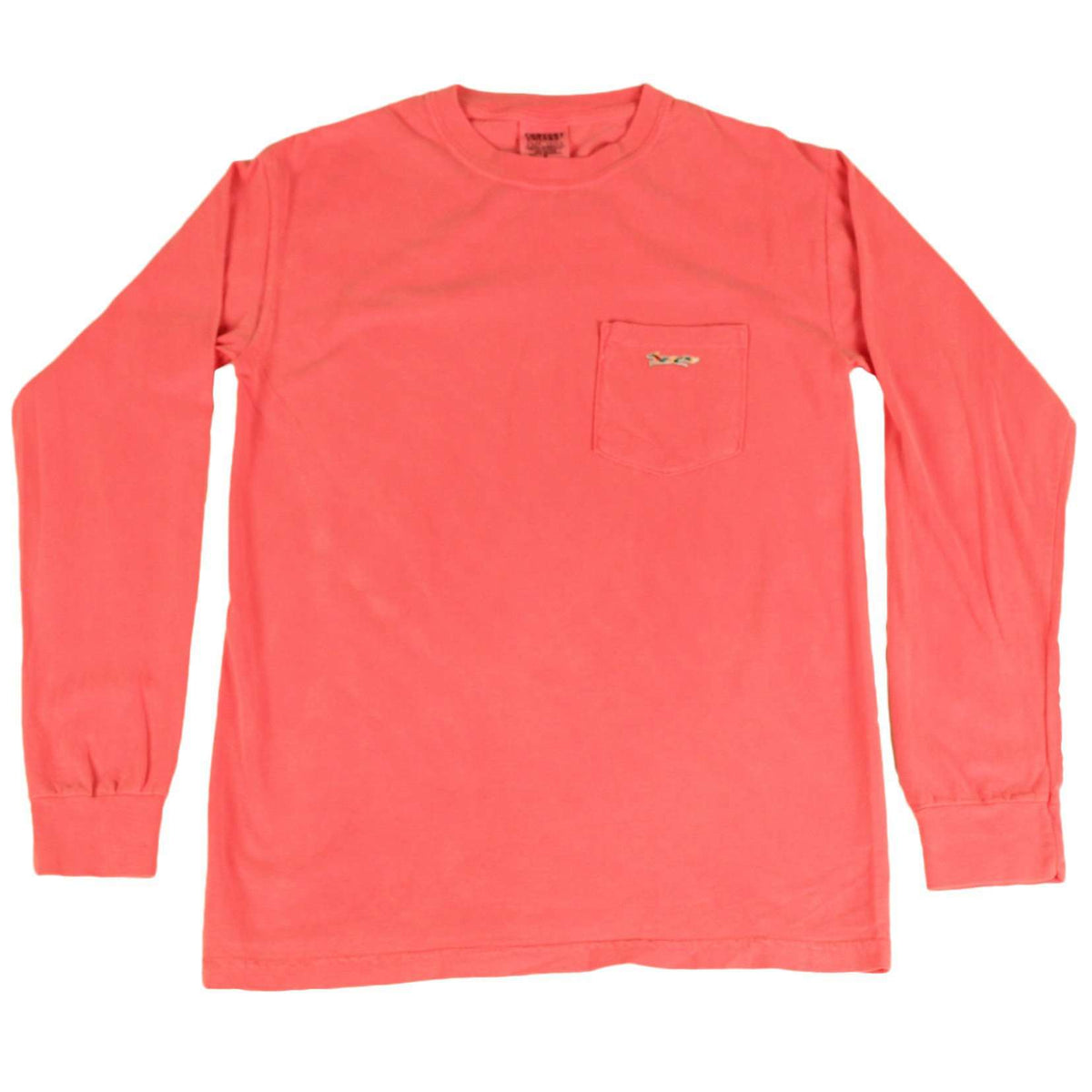 Longshanks Sewn Patch Long Sleeve Pocket Tee Shirt in Crunchberry by Country Club Prep - Country Club Prep