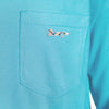 Longshanks Sewn Patch Long Sleeve Pocket Tee Shirt in Lagoon Blue by Country Club Prep - Country Club Prep