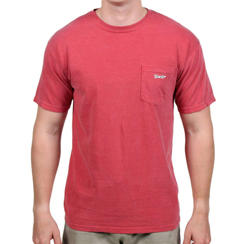 Longshanks Sewn Patch Short Sleeve Pocket Tee in Crimson by Country Club Prep - Country Club Prep